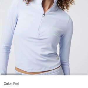 Vuori studio 1/2 zip Long Sleeve Top, light blue, size large